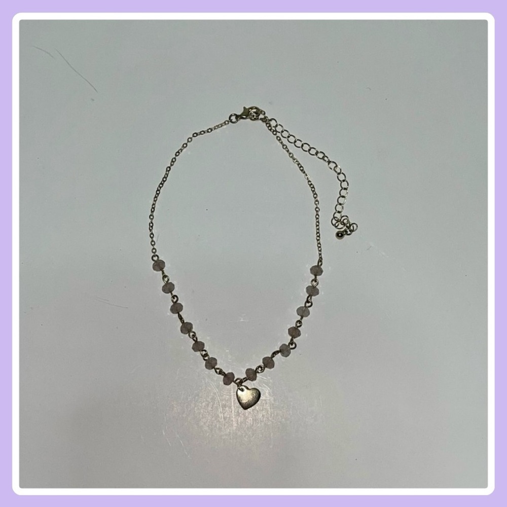 Beaded Gold Heart Choker